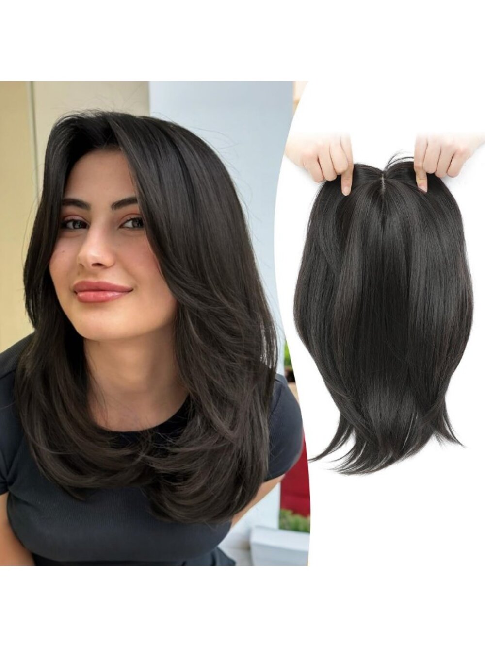 12" Hair Topper for Women with Thinning Hair - Large Base Synthetic Wiglet